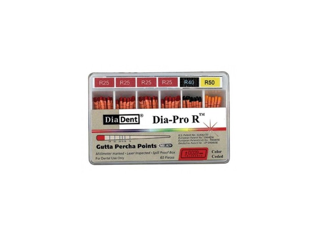 DIA-PRO R Gutta Percha Points Assorted R25/R40/R50 60pcs